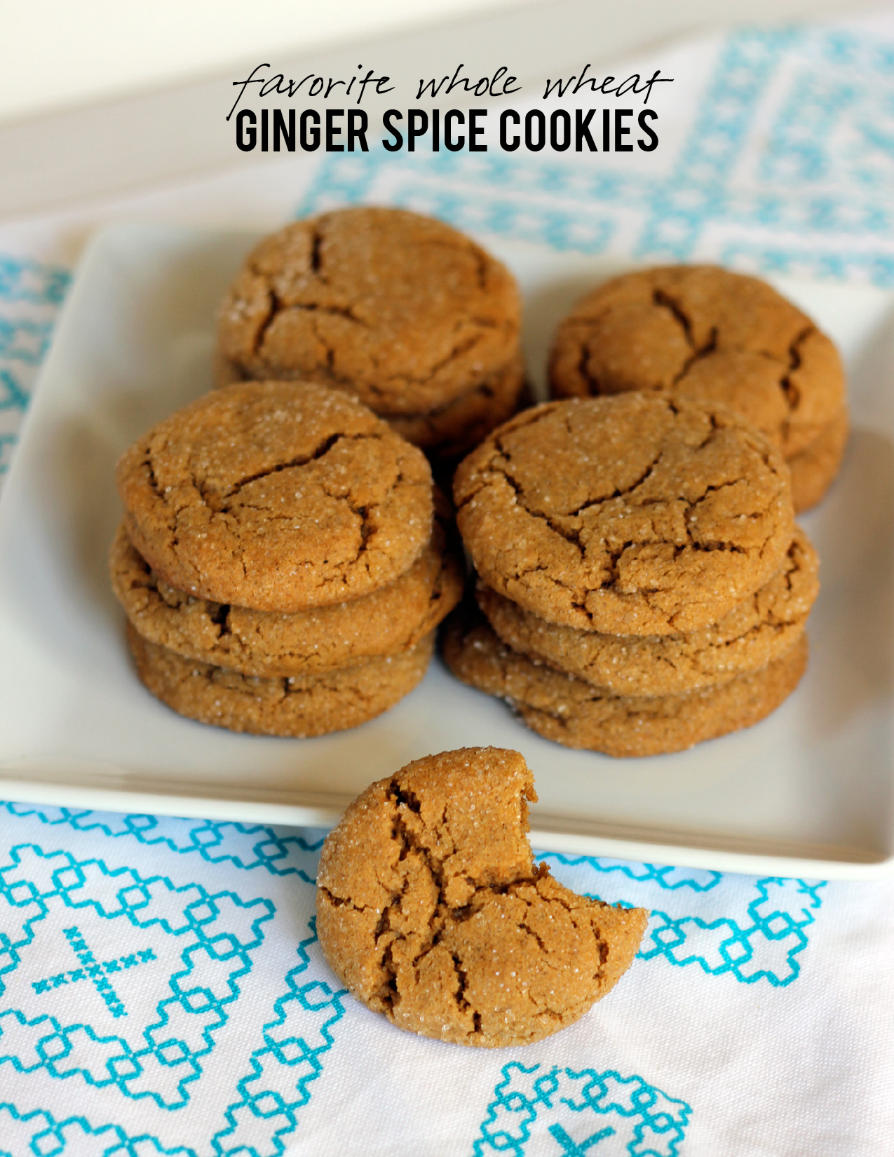 Soft whole wheat ginger spice cookies