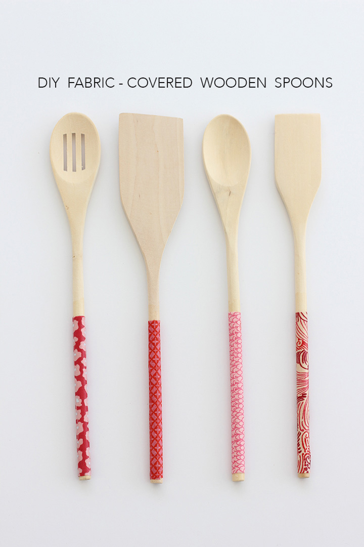 DIY Fabric-covered wooden spoons