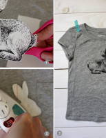 DIY Vintage Bunny Iron-on T-shirt