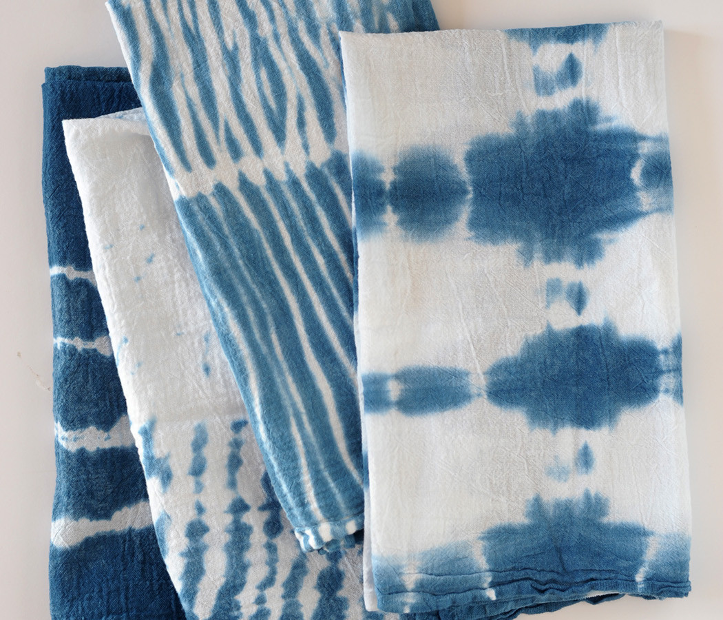 DIY indigo shibori dish towels
