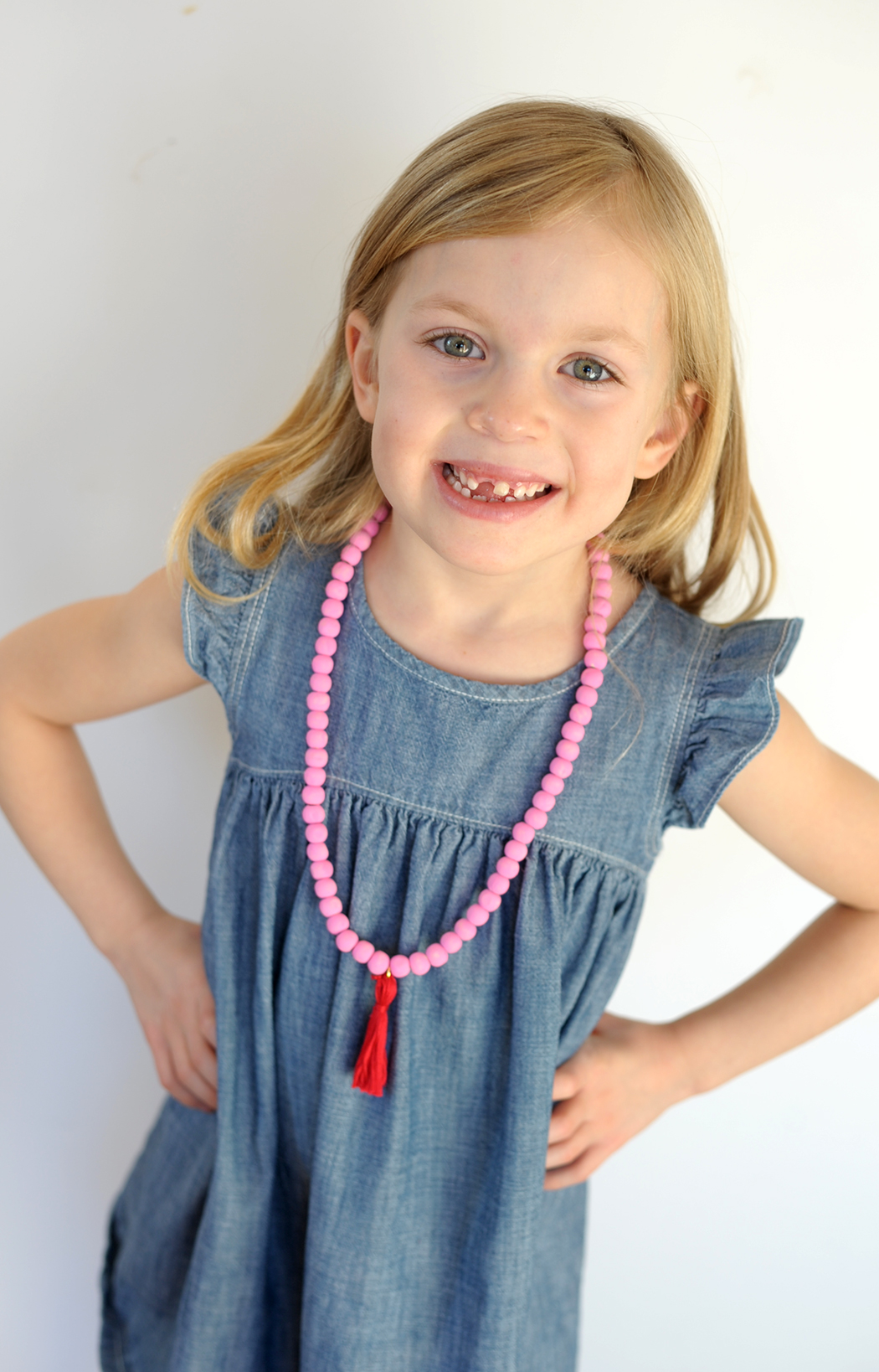 DIY Valentine Wooden Bead Tassel Necklace