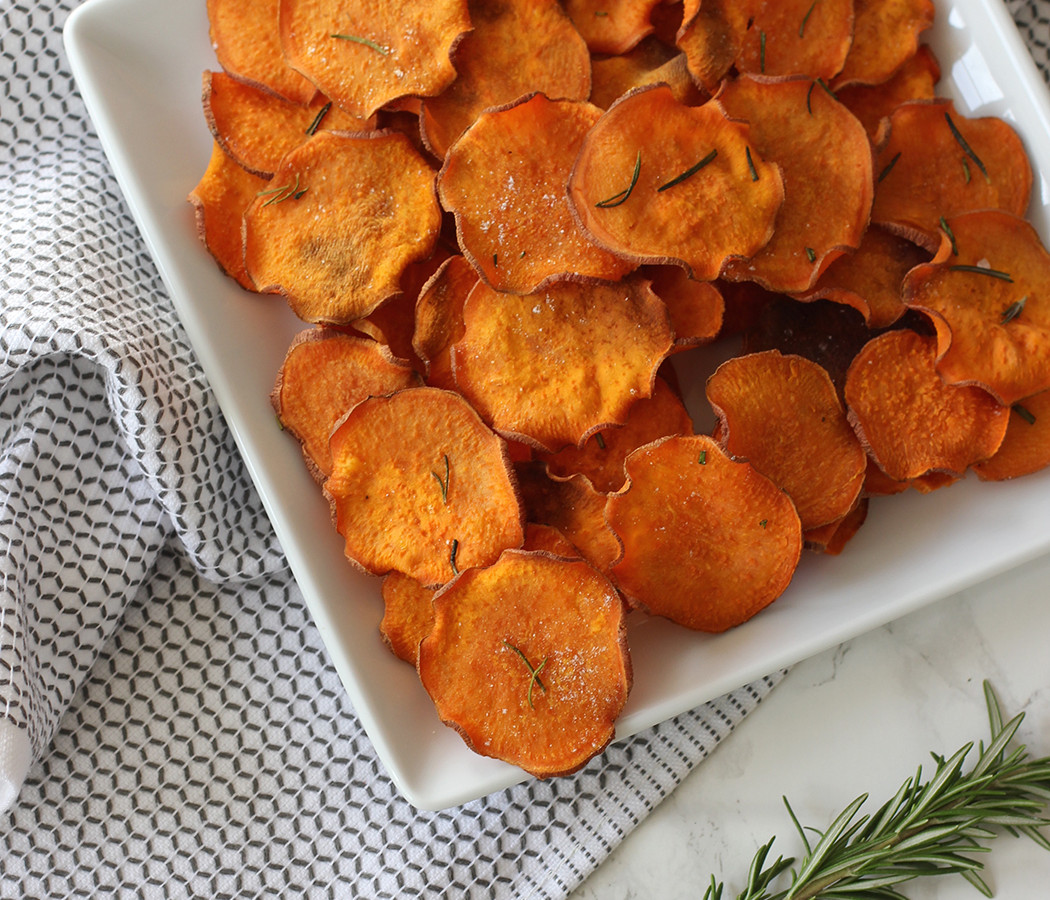 Try this recipe for homemade baked sweet potato chips!