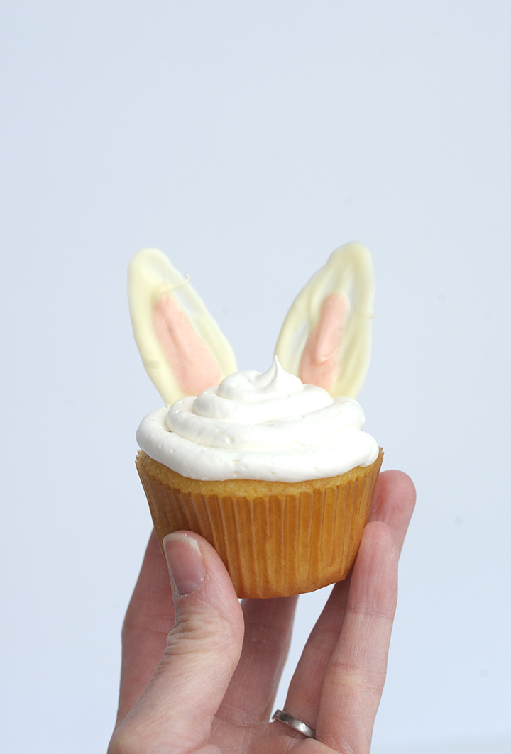 White Chocolate Bunny Ear Cupcake Toppers