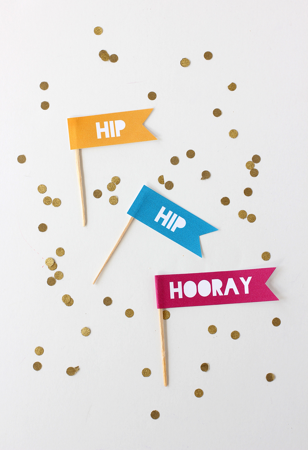 Hip Hip Hooray Cupcake Topper Printables