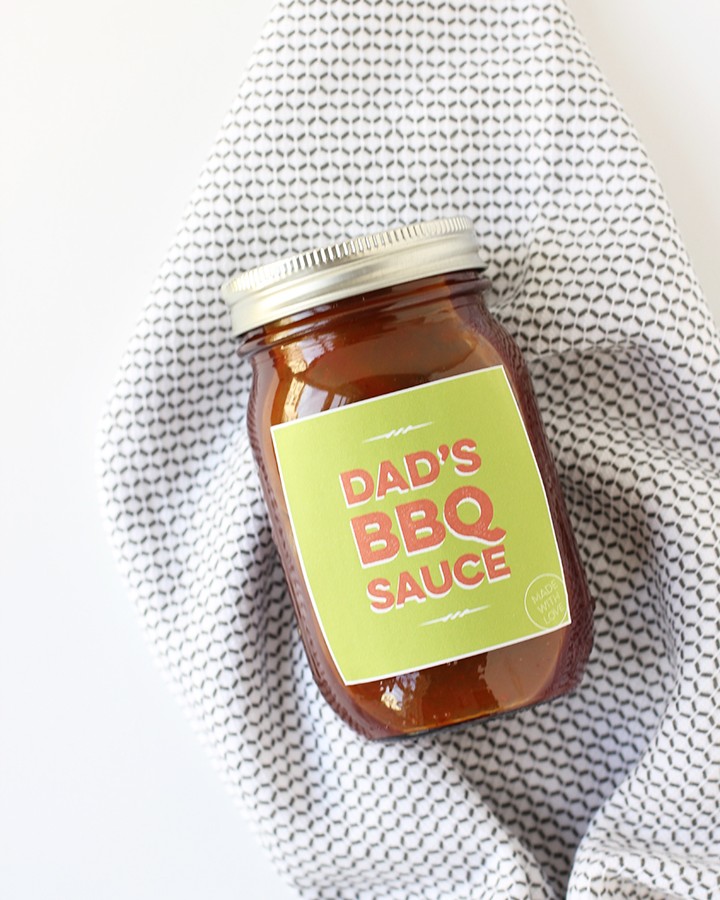 Make some homemade barbecue sauce for dad and use this free printable label