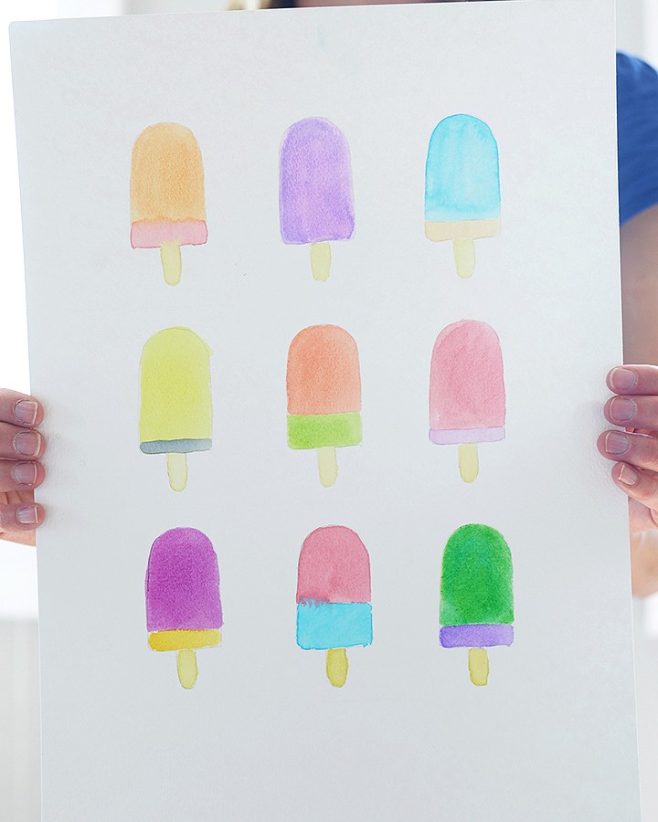 Make this DIY watercolor popsicle art print