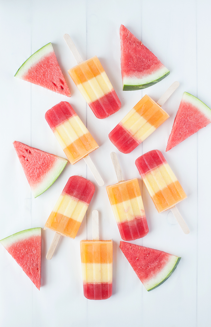 Make these fruit popsicles with watermelon, pineapple and cantaloupe  /  aliceandlois.com
