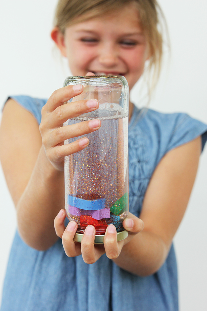 Make this DIY calming jar for your kids when they need a little quiet time when feeling frustrated or angry.