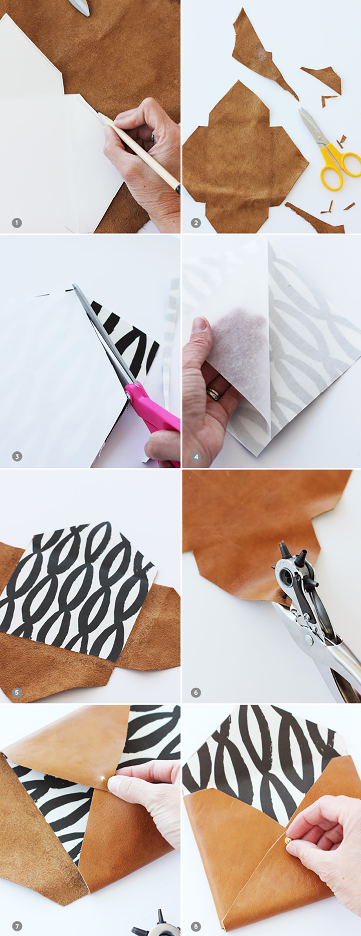 No-Sew Leather Envelope Clutch Tutorial - see kate sew