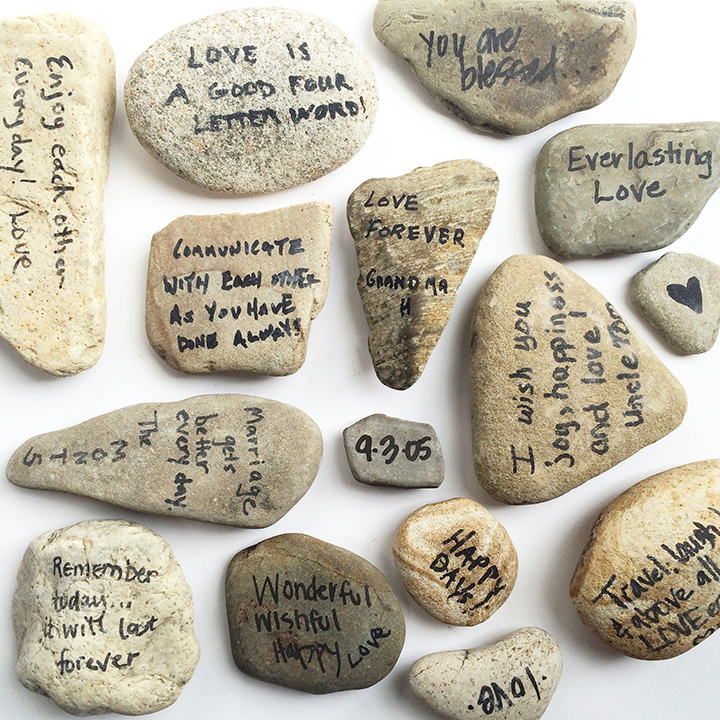 River rocks for wedding guest book