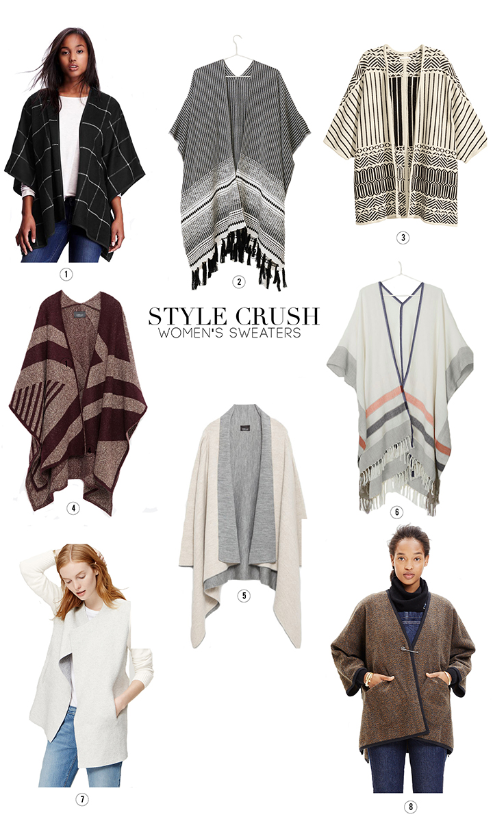 Favorite women's ponchos and sweater jackets for fall