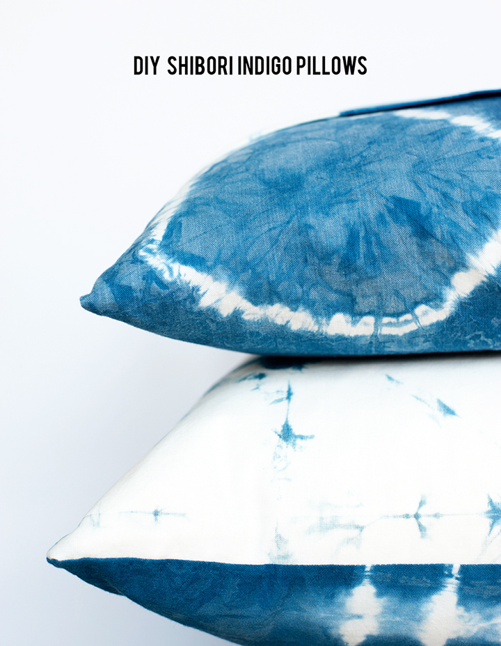 DIY shibori indigo dyed pillow tutorial