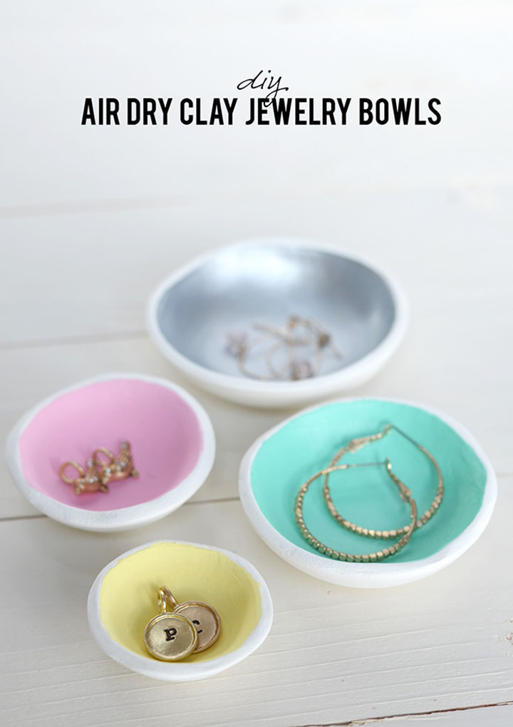 DIY air dry clay mini jewelry bowls
