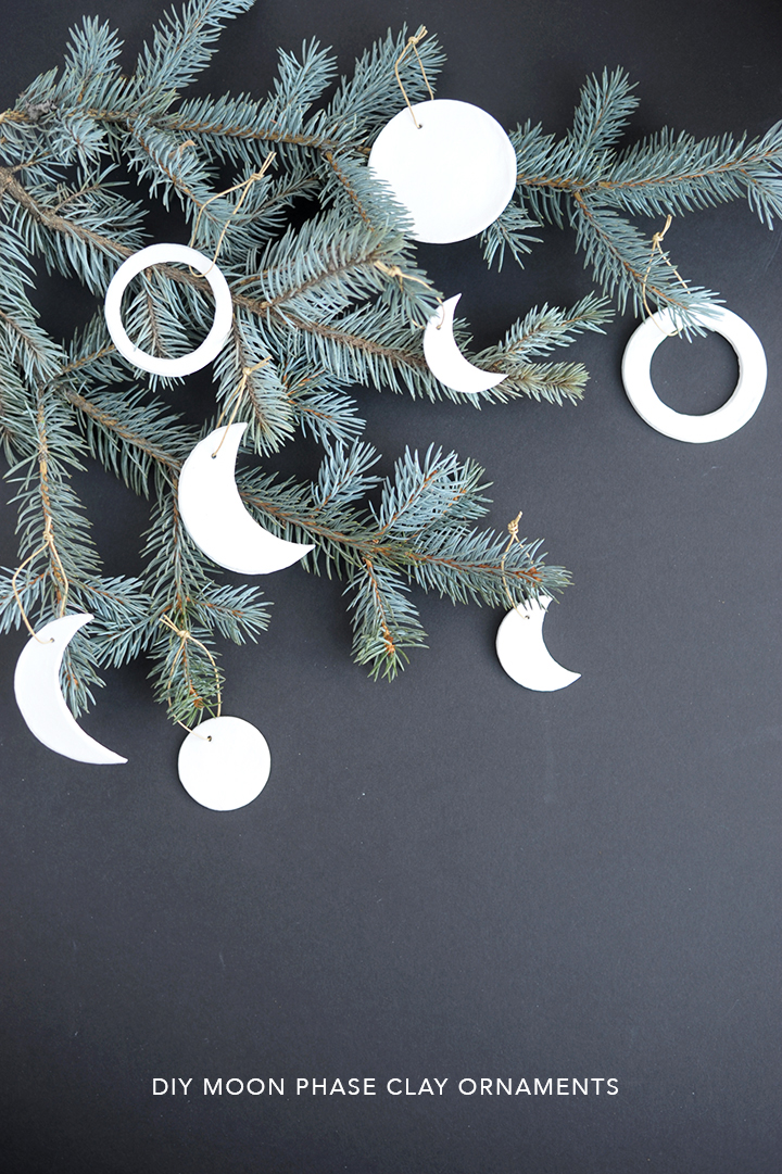 Make these simple DIY moon phase clay ornaments for Christmas.