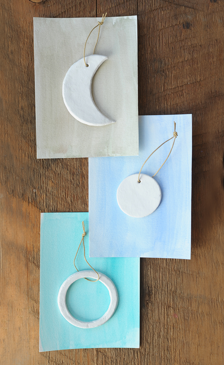 Make these simple DIY moon phase clay ornaments for Christmas.