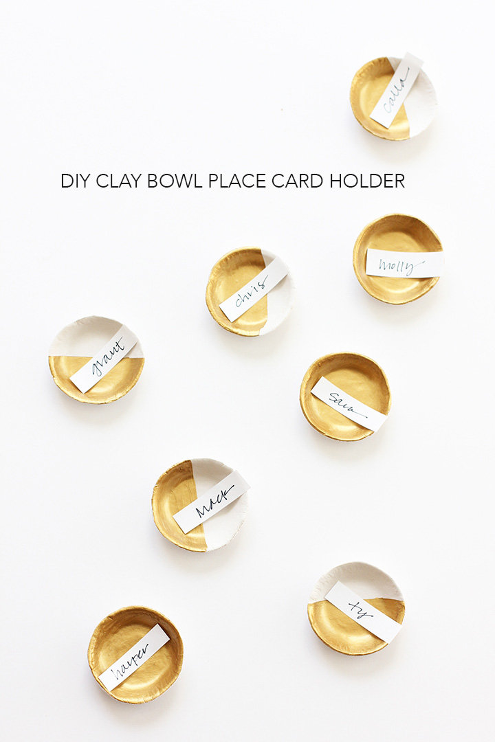 DIY Clay Bowl Place Card Holder using air dry clay. Makes a sweet favor as well. 