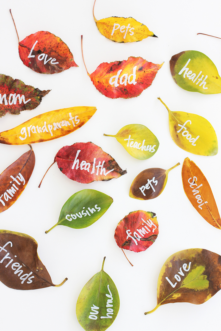 Last Minute Thanksgiving Decor Idea with leaves