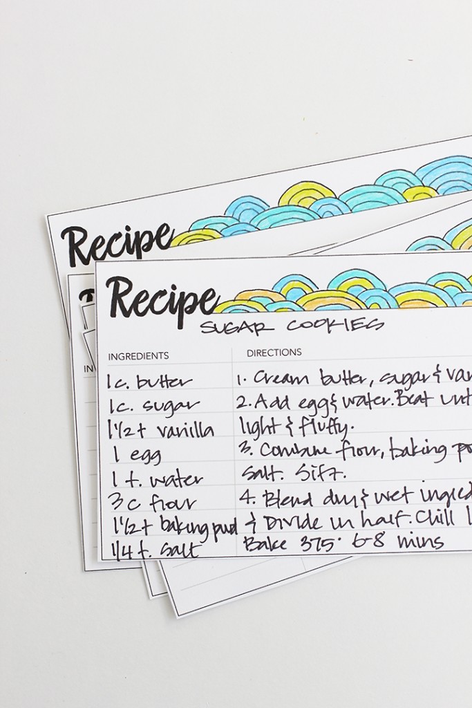 DIY Printable Coloring Recipe Card
