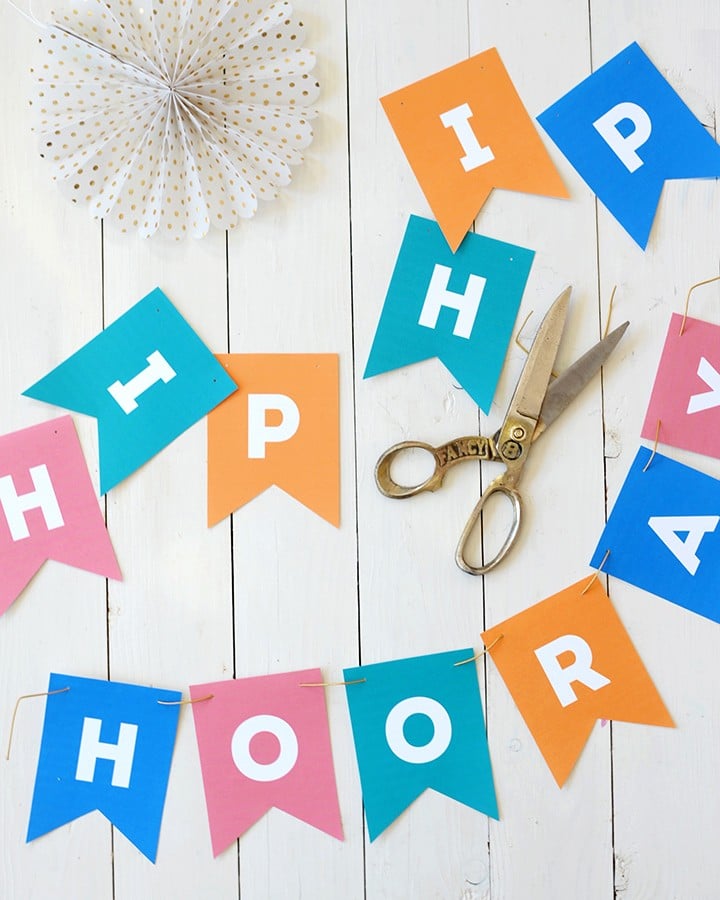 Print out this Hip Hip Hooray banner for your next celebration. It's a free printable you can download and print.