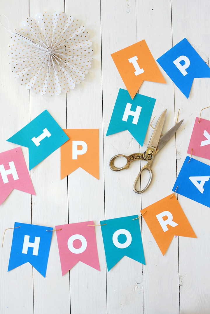 Print out this Hip Hip Hooray banner for your next celebration. It's a free printable you can download and print. 