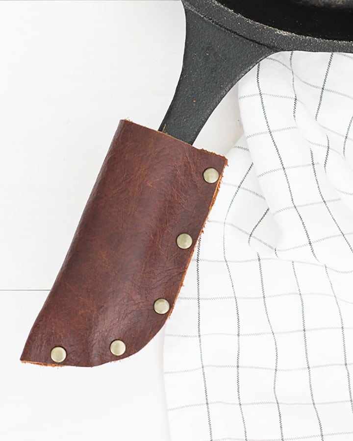DIY leather cast iron grip