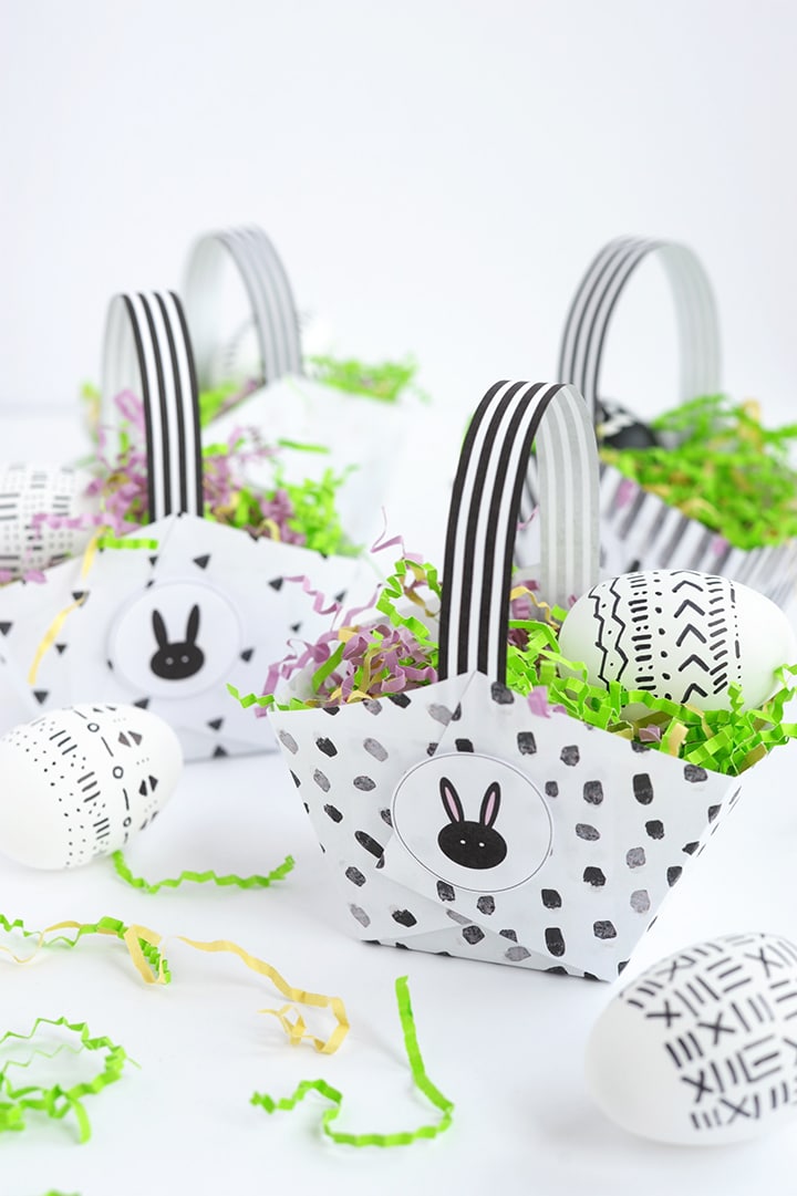 Free Printable Modern Paper Easter Baskets you can make in under five minutes!