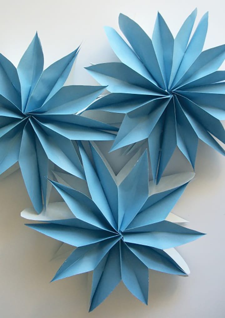 DIY blue paper bag flowers