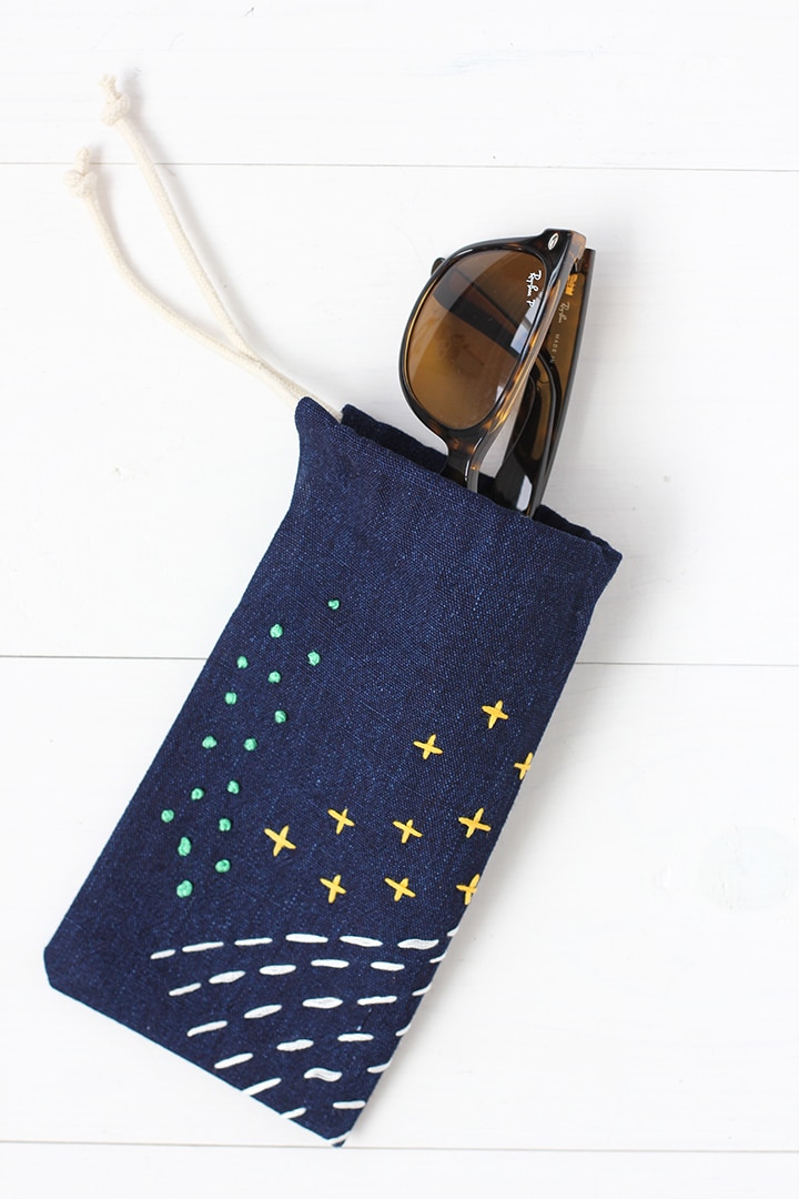 DIY No-Sew Embroidery Sunglasses Case 