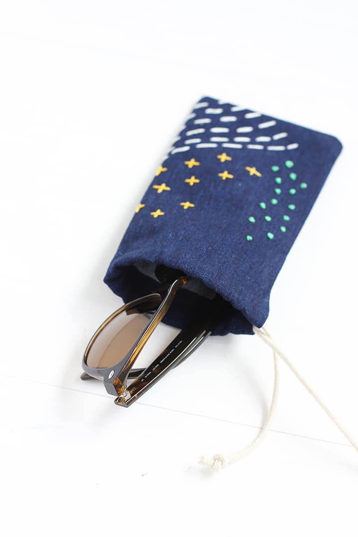 DIY No-Sew Embroidery Sunglasses Case 