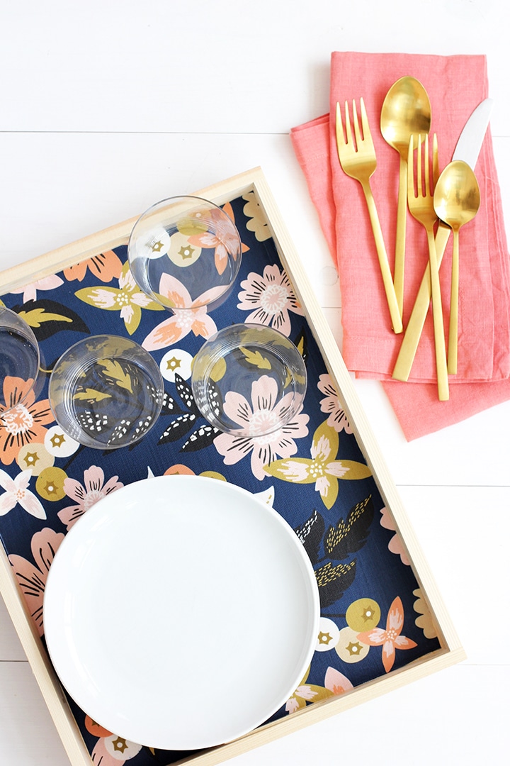 DIY Fabric Lined Wood Tray