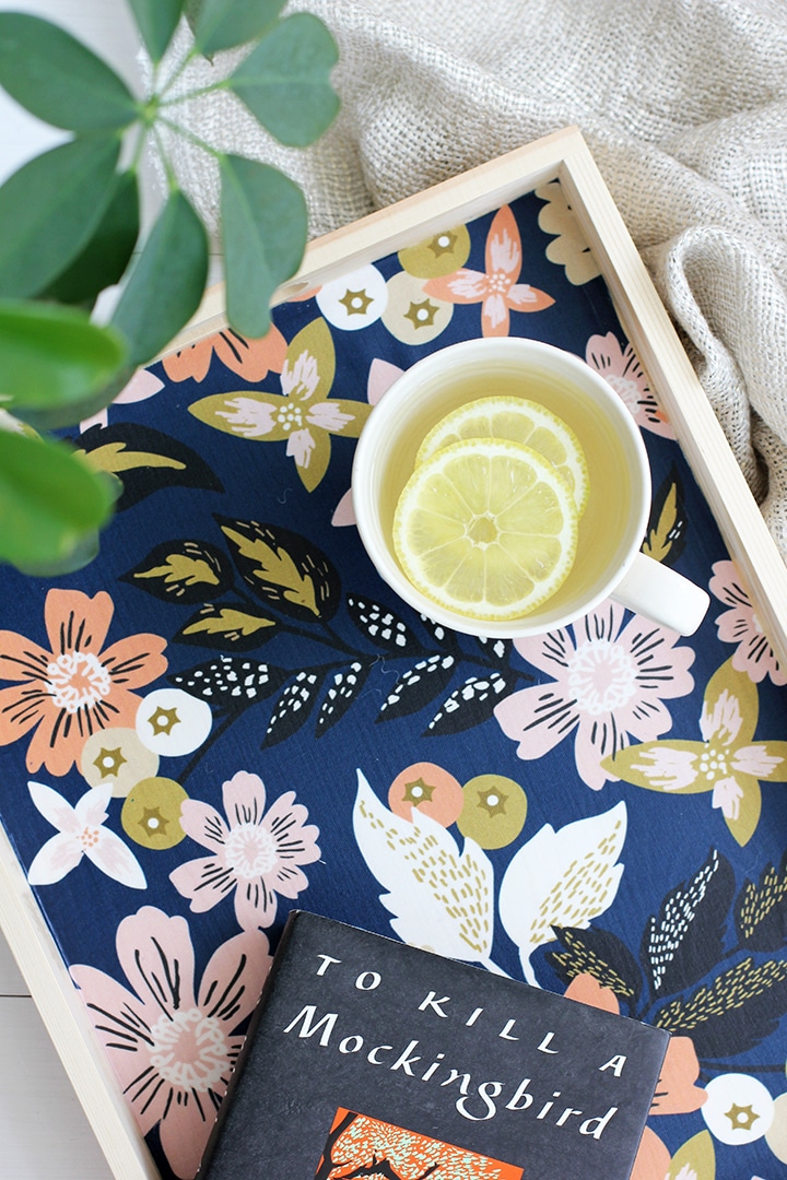 DIY Fabric Lined Wood Tray