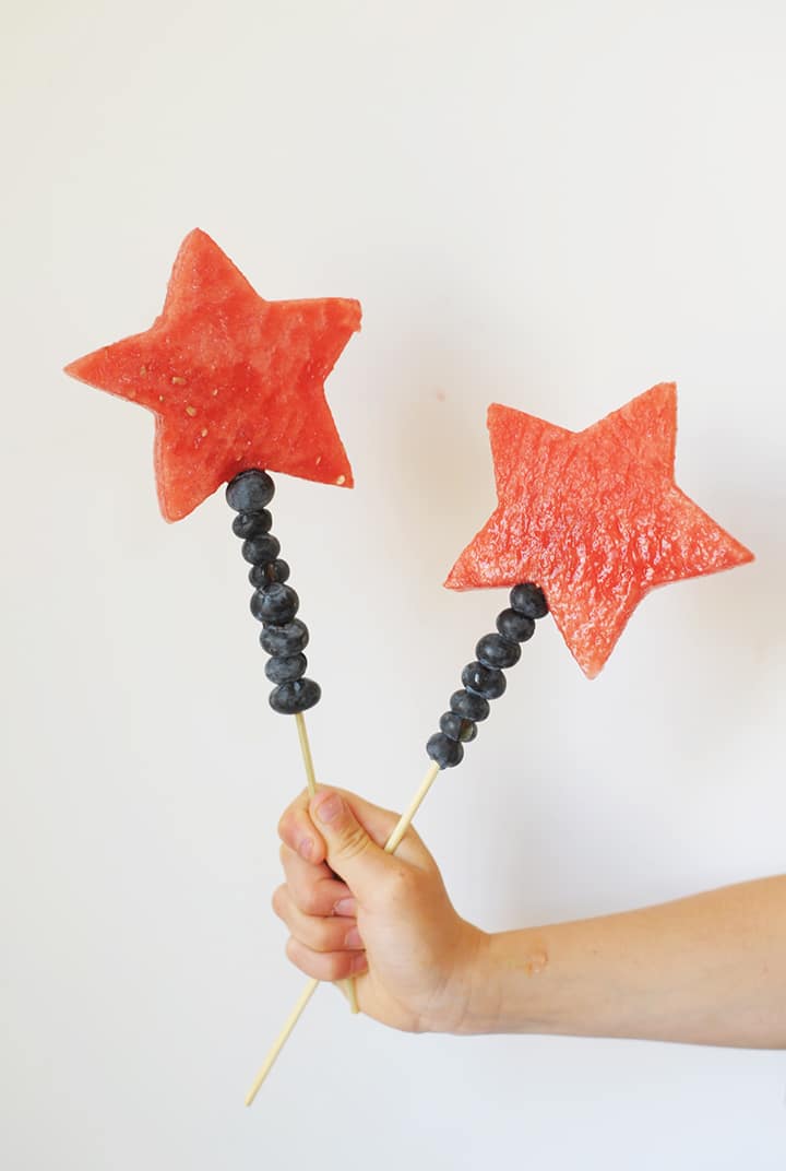 Make these Fourth of July Watermelon Wands with the kids this July 4 for a healthy and fun treat!