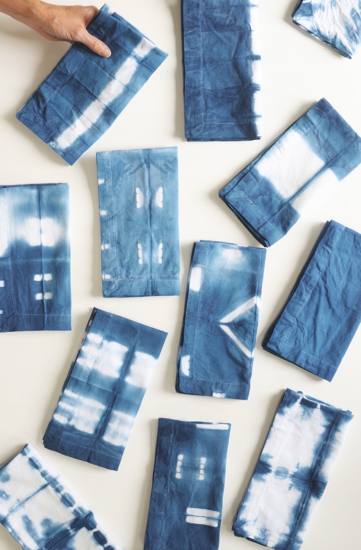 Shibori Indigo Table Napkins, Cotton Cloth Napkins, Hand Dyed