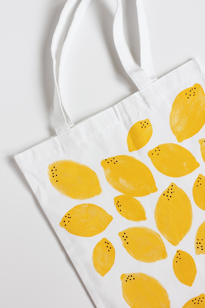 DIY Stamped Lemon Tote Bag - Alice and Lois