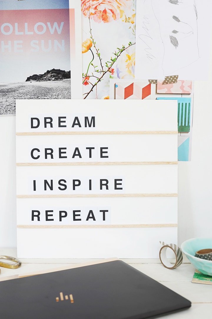 Make this DIY Modern Message Board with free printable letters so you can write out any quote you'd like!