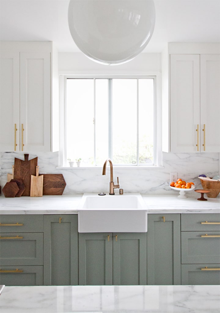 Gorgeous painted kitchen cabinets in Sarah Sherman Samuel's kitchen
