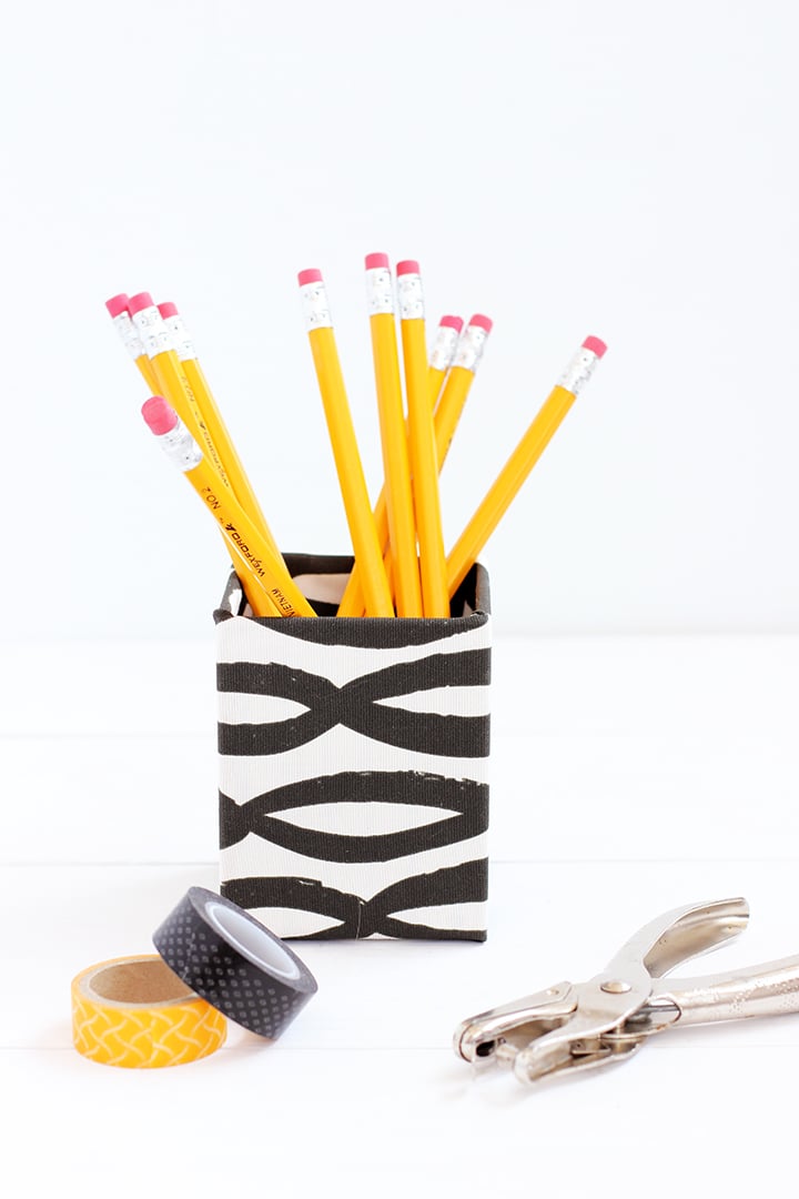 DIY Fabric Covered Pencil Cup