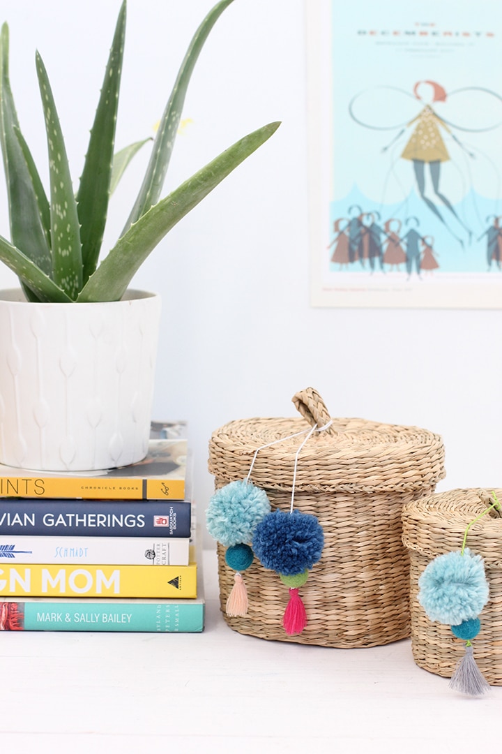 Learn how to make these adorable DIY Pom Pom Tassels for your baskets at home!