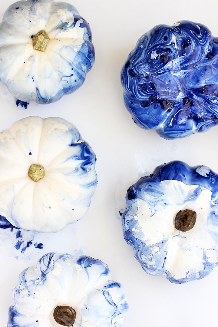 DIY Marbled Indigo Pumpkins