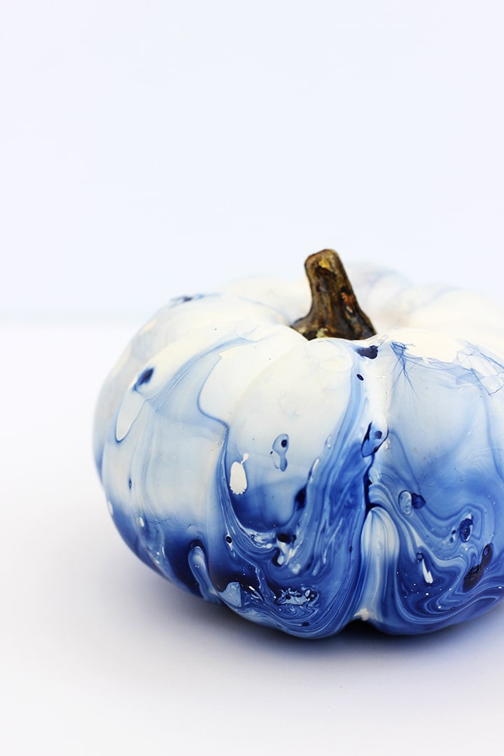 DIY Marbled Indigo Pumpkins