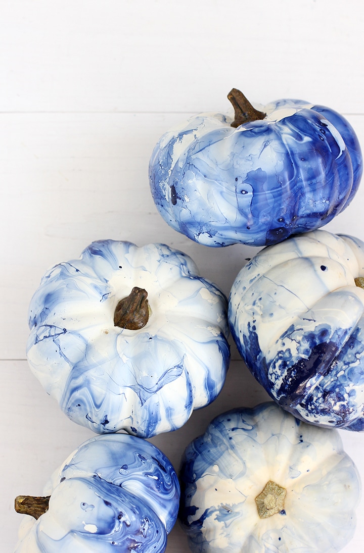 DIY Marbled Indigo Pumpkins