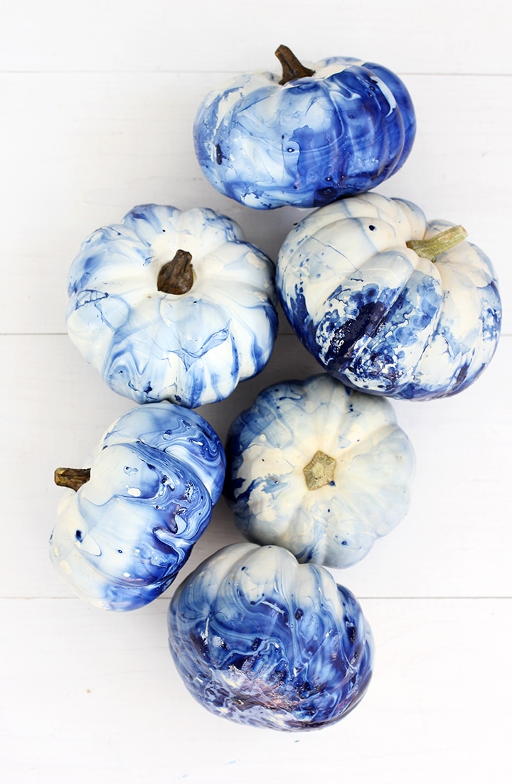 DIY Marbled Indigo Pumpkins