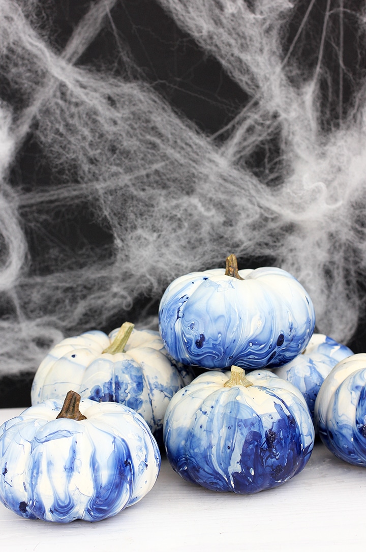 DIY Marbled Indigo Pumpkins