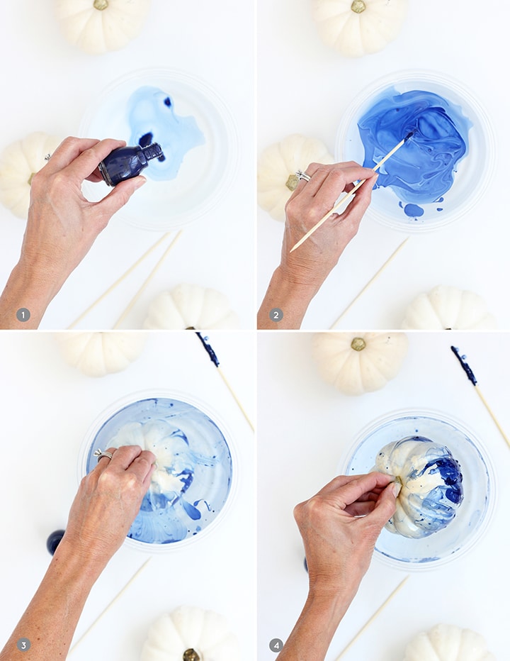 DIY Marbled Indigo Pumpkins