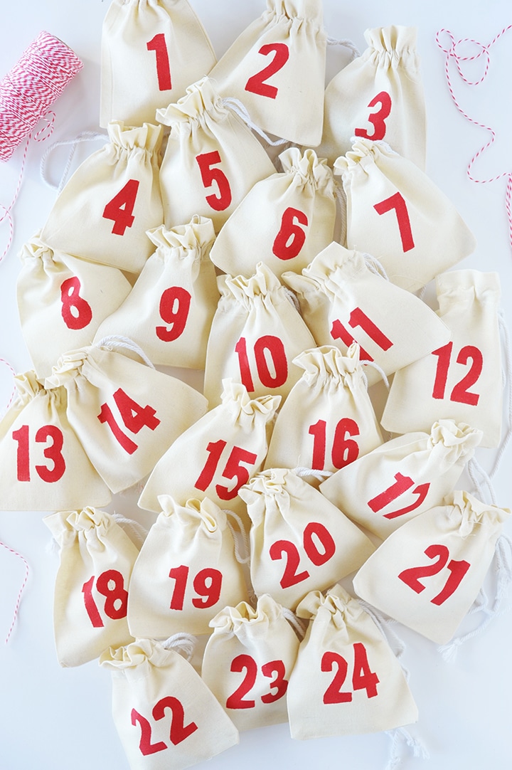 Make this adorable DIY Muslin Bag Advent Calendar.