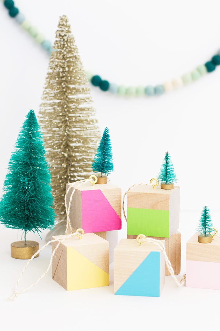 DIY Modern Wood Block Ornaments