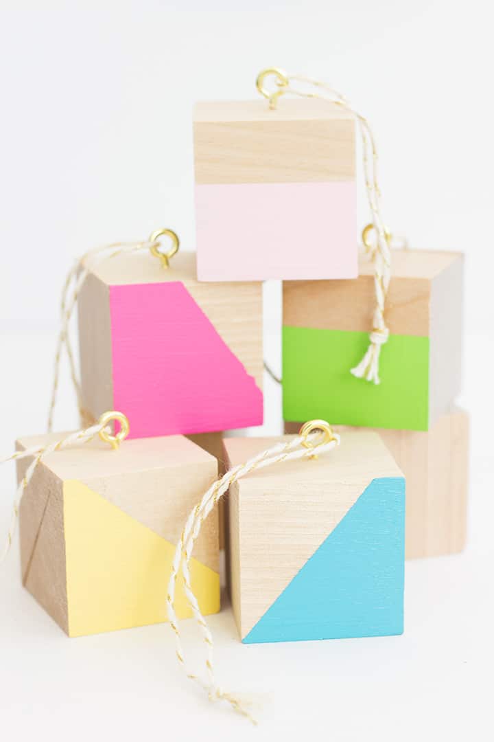 DIY Modern Wood Block Ornaments