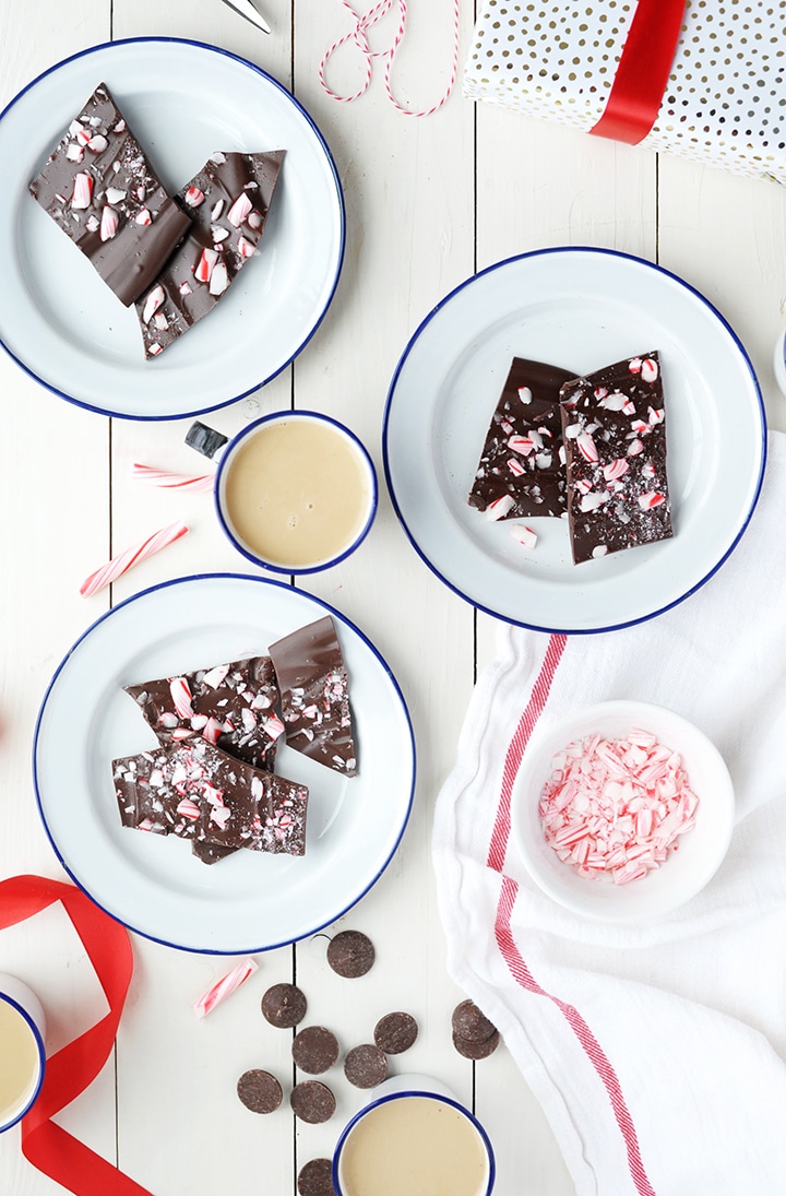 Our favorite holiday dessert – Dark Chocolate Peppermint Bark!