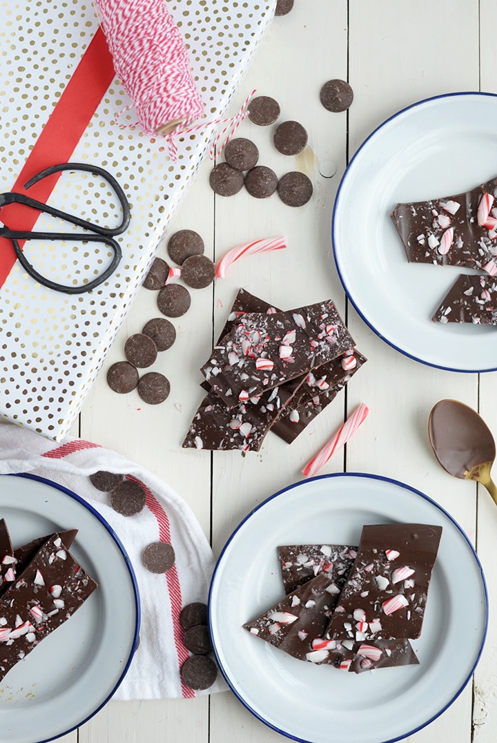 Our favorite holiday dessert – Dark Chocolate Peppermint Bark!