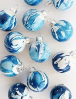 DIY Indigo Marbled Ornaments